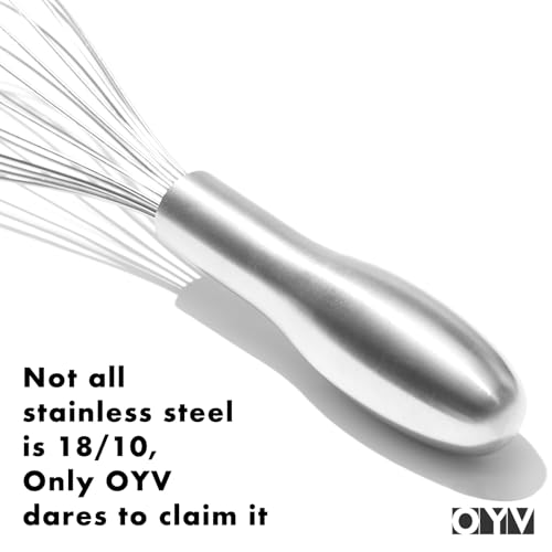 Image of OYV 12 inch Whisk for Cooking, Ergonomic Handle, Dishwasher Safe 18 /10 Stainless Steel Whisk, Professional Kitchen Wire Whisk, Perfect for Blending, Whisking, Baking, and Beating