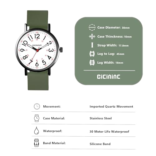 Image of cicininc Nurse Watch for Women,Analog Nursing Watches with 12 /24 Hour Military Time,Second Hand