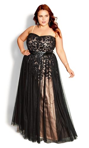 City Chic Women's Dress-Embroidered Tulle Maxi4