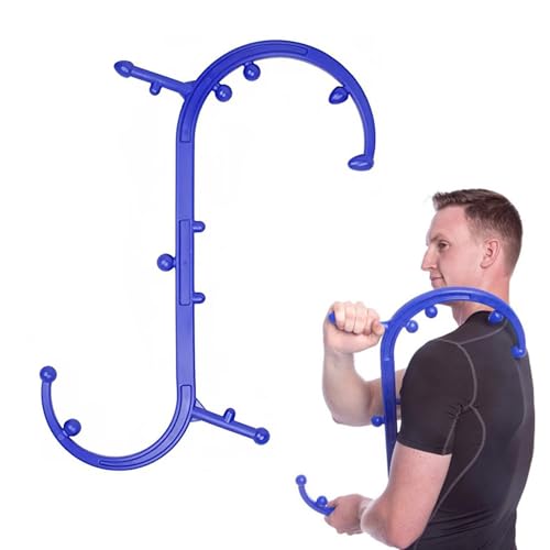 EDINNO Trigger Point Massager, Trigger Point Therapy Self Massage Tool, Back and Neck Massager, Handheld Massage Stick, for Back Massage Muscle Tension (Blue)