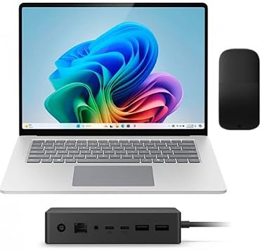 Microsoft Surface Laptop Copilot+ PC 15" Touchscreen Snapdragon X Elite Processor 16GB RAM 1TB SSD, Arc Mouse and Surface Dock Surface Dock 2, Black Mouse