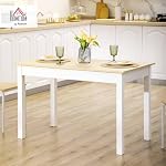 HOMCOM Table à manger pour 4 à 6 Personnes, Table de cuisine scandinave avec plateau à effet bois, Jambes épaisses pour salle à manger, Cuisine, Salon, Chêne