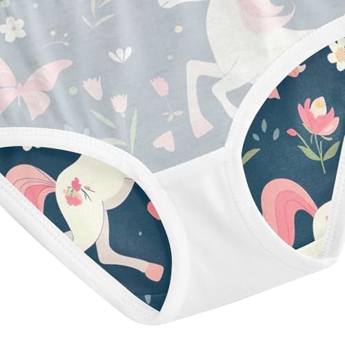 Toddler Panties, Unicorns Flowers Cotton Underwear Girls, 2T–8 Years4