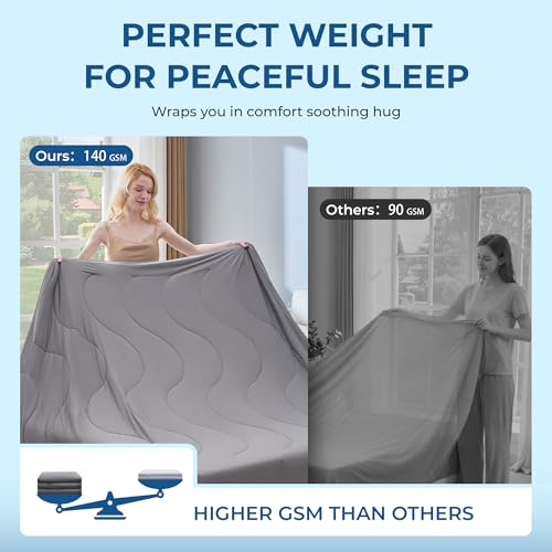 BDEUS Cooling Comforter Twin/Twin XL Size with 2 Pillowcases Set, Soft Cooling Blanket for Hot Sleeper, Lightweight Summer Quilt, Cold Ice Feeling Double Side Bed Set for Dorm Room, 68"X90", Grey by BDEUS - Used condition - Image 6