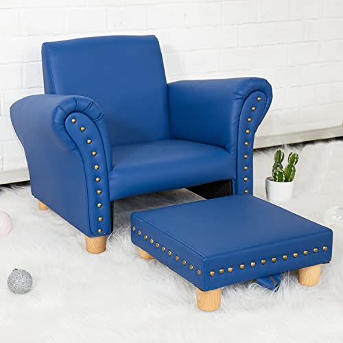 Kinbor Kids Leather Sofa Chair Toddler Lounge Sofa Kids Upholstered Chair With Footstool For Nursery School Game Room Kindergarten #TOP18