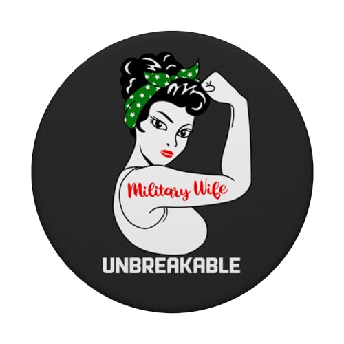 Military Wife Unbreakable Funny Military Officer Wife PopSockets Swappable PopGrip, Black - Image 3
