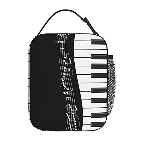 Black And White Piano Lunch Box Insulated Food Container Meal Bag Lunch Bag For Teen Boys Girls Men Women School Work Travel Picnic #TOP1