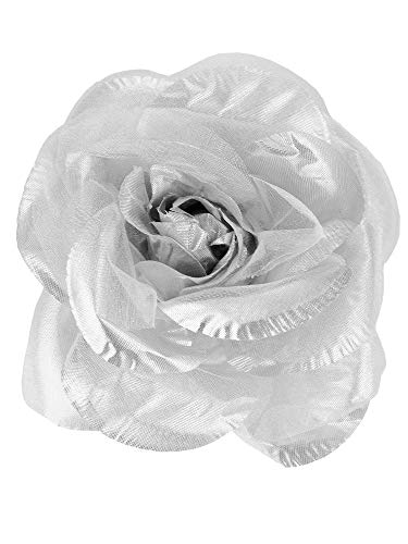 Image of Women's Multifunction Rose Flower Sheer Petal Brooch Pin Hair Tie Clip