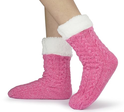 BenSorts Women Winter Thick Slipper Socks with Grippers Non Slip Warm Fuzzy Socks Christmas Gifts4