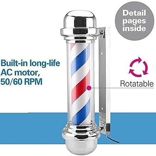 Lampe LED pour barbier rotative à rayures bleu blanc rouge - 4