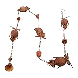 Hiraith Premium-Regenkette aus Metall mit Eulen und Glöckchen, Robustes Regenfang-Glockenspiel aus Antikbronze, Einfache Installation, Höhenverstellbar für Gartendekoration, Regenkette