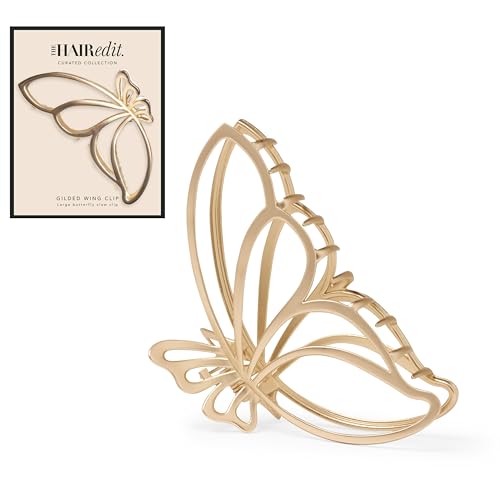 The Hair Edit Gilded Wing Clip – Large Chic Gold Metal Hair Clip for Women, Hair Accessory for Styling & Everyday Wear, Clip For Medium,Thick or Curly Hair, Ideal Gift For Women, Perfect for Updos
