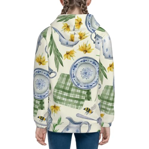 Vintage Utensils Kid Hoodies Boys Zip Up Sweatshirts Girls Pullover with Pocket 5