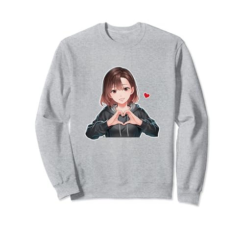 Anime Chica Con Corazón Divertido Corazón Manos Anime Sudadera