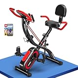 Exercise Bike, SLUNSE 5-in-1 Stationary Bike For Home Workout, Foldable Exercise Bike With 16 Levels Adjustable Magnetic Resistance,10DB Super-Silent Indoor Cycling Bike with 350lbs Weight Capacity