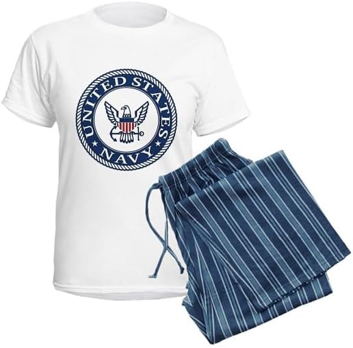CafePress Navy Logo, Slogan, Emblem, Insignia Pajamas Women's Novelty Cotton Pajama Set, Comfortable PJ Sleepwear