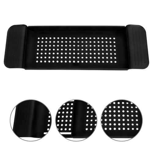 Support réglable de baignoire plastique noir plateau extensible anti-chute verre - 8