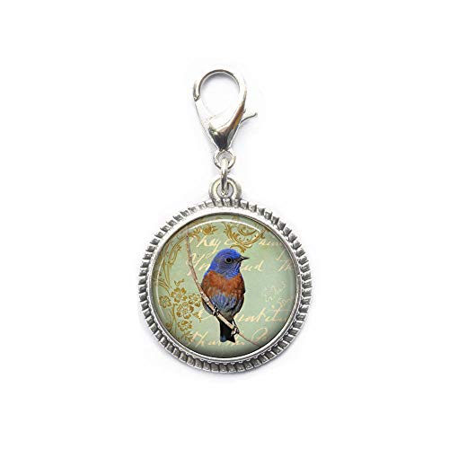 Bluebird collage zipper pull,perfect for necklaces, bracelets, ke…