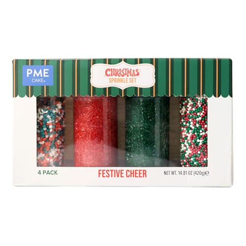 PME Noël Set de 4 Sprinkles - Joie Festive (420g)