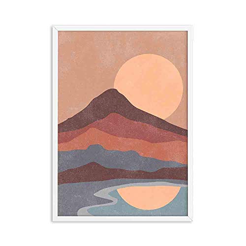 Abstracte Midden Century Muur Kunst Canvas Schilderij Terracotta Zon Minimalistisch Mountain Landschap Poster Boho… - Image 5