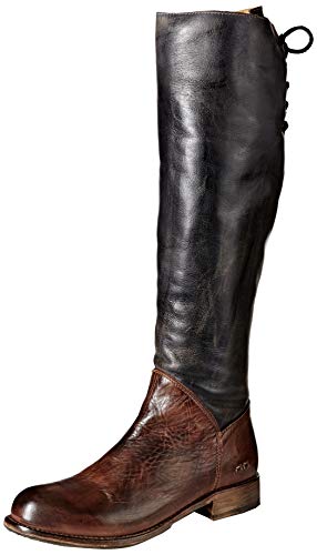 bed stu Women's Manchester Motorcycle Boot, Black Rustic/Teak Rustic, 8.5 M US