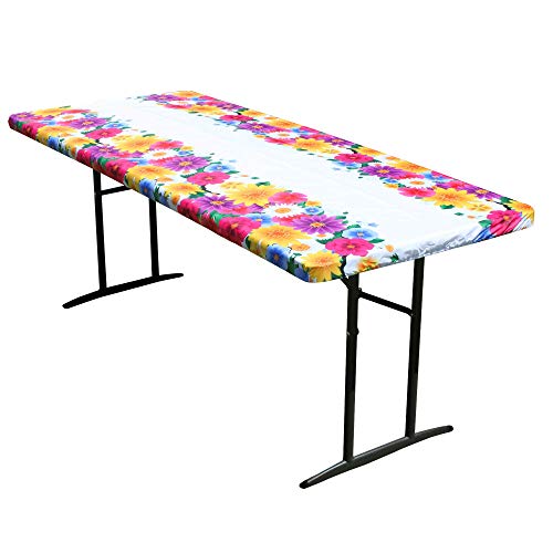 TableCloth PLUS Spring Elastic Fitted Tablecloth for Folding Table - Waterproof Rectangular PEVA Vinyl Cover with Elastic Rim - Ideal for Camping Essentials, Picnics, Parties (6 ft, 30x72 inch) by TableCloth PLUS - Used condition - Image 2