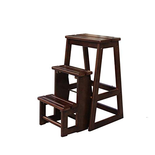 SH-Chairs Multifunctional Wooden Creative Step Stool Folding 2 Steps Step Ladder Chair Flower Stand for Kitchen Decoration Library (Color : B)