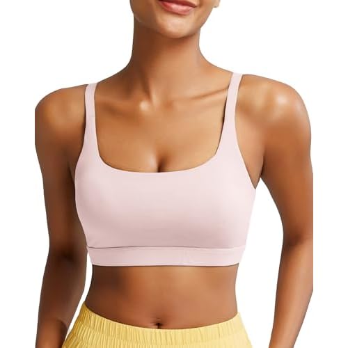RUNNING GIRL Sports Bras for Women,Square Neck Sports Bra Medium Support Yoga Bra Workout Crop Top with Removable Cups