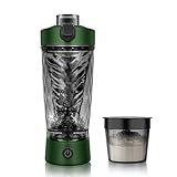 Electric Protein Shaker Bottle, Mixer Cup for Shakes and Meal Replacements, BPA-free, Portable Blender Cup with a Supplement Storage, USB Rechargeable Shaker Cups for Protein Shakes 550ml (Green)
