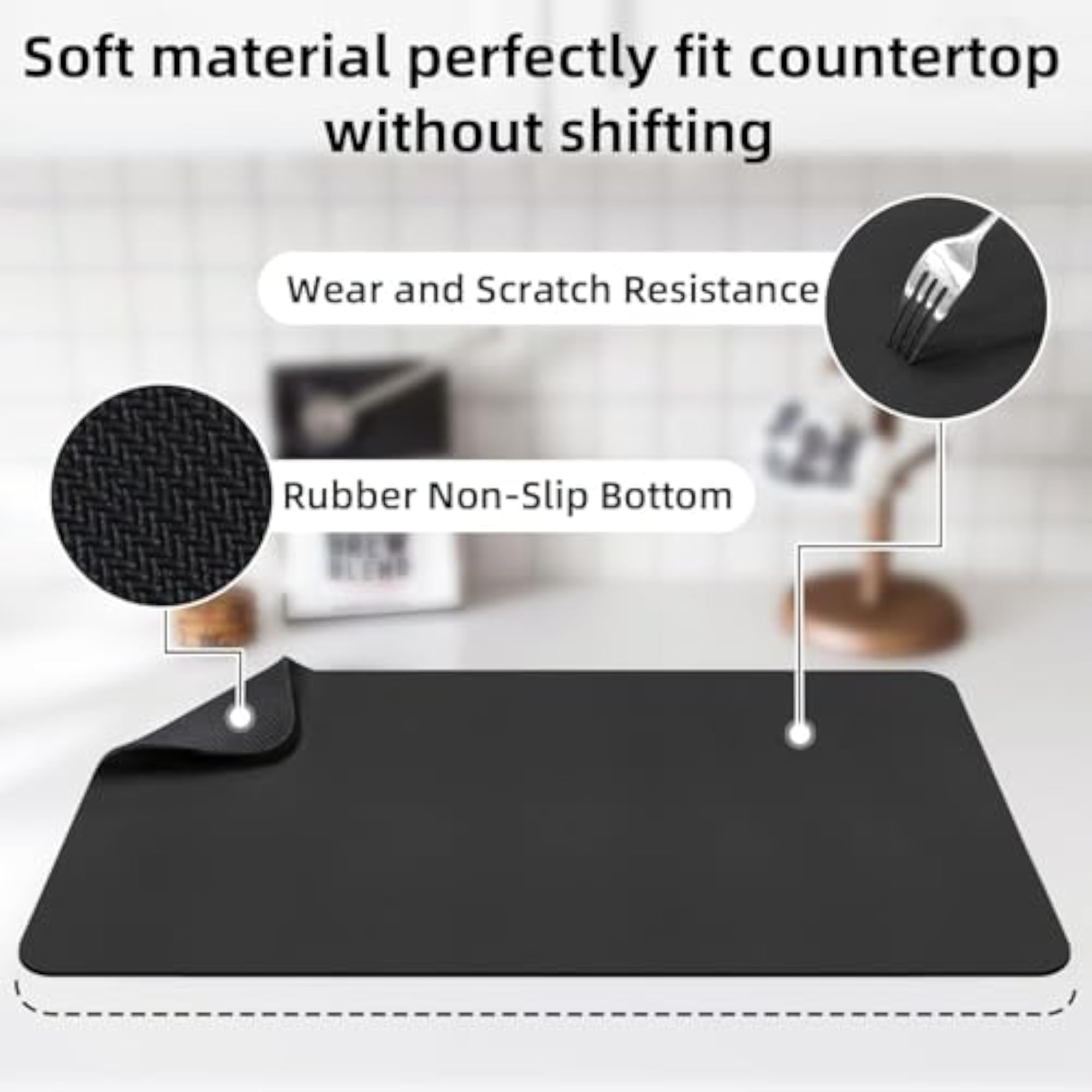Dish Drying Mat for Kitchen, Non-Slip & Quick Drying