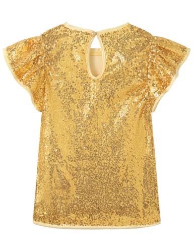 Noomelfish Girls Short Sleeve Sequin Shirts Party Glitter Sparkly Tops Blouse (5-12 Years)2