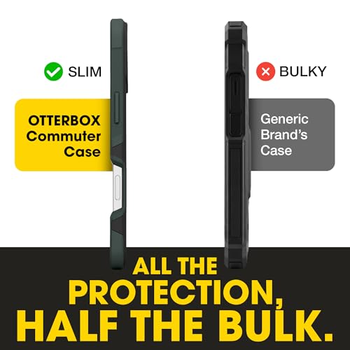 Image of OtterBox iPhone 16 Pro Max (Only) - Commuter Series Case - Built-in MagSafe - Thin, Dual-Layer, Pocket-Friendly, Port Cover - Forest Night (Black /Green)