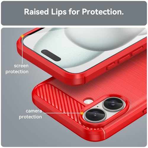 Coque iPhone 16 Plus antichoc en TPU rouge fine et robuste König Design