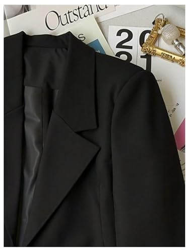 SHENHE Women's Cropped Blazer Business Casual Lapel Collar Button Open Front Suit Jacket3