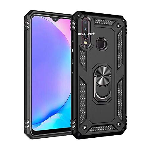 REALCASE PC & TPU Vivo Y12, Y15, Y17, U10 Back Cover Case, Heavy Duty Dual Layer Hybrid Shock Proof Armor Defender Ring Case Back Cover For Vivo Y12, Y15, Y17, U10 (Black) (B07VNZ4K11) Amazon Price History, Amazon Price Tracker