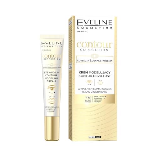 Eveline Cosmetics Corrector de contorno NeoContour relleno de arrugas y crema reafirmante con múltiples péptidos, escualano y cafeína