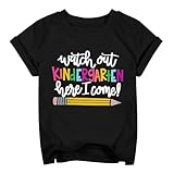 Kindergarten Shirts for Girls Watch Out Kindergarten Here I Come Shirt Kids Back to School T Shirt Children School Tee Black
