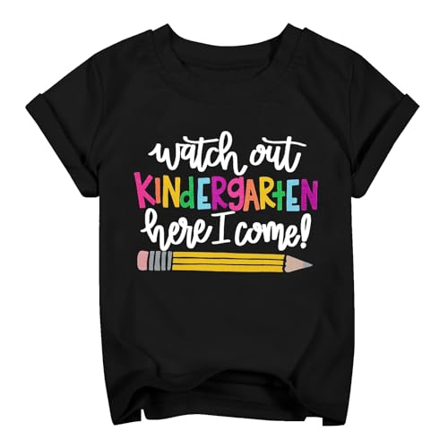 Kindergarten Shirts for Girls Watch Out Kindergarten Here I Come Shirt Kids Back to School T Shirt Children School Tee Black