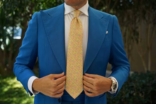 Image of OTAA Floral Necktie Casual Ties for Men - Perfect Neck Tie for Groomsmen Wedding Ties or Formal Occasions
