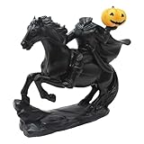 Headless Horseman Statue Halloween Horror Resin Headless Horseman Statue with Pumpkin Vintage Decor for Home Office Desktop (Style 2)