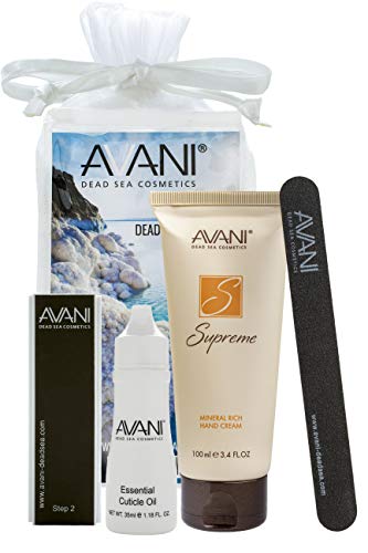 AVANI Dead Sea Cosmetics Women’s Premium Quality Nail Care Kit – Includes Cuticle Oil, Nail Buffer, Nail File, Mineral Moisturizing Hand Lotion (9 OZ)