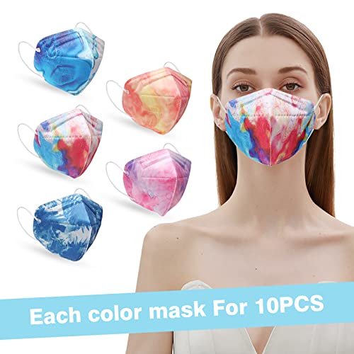 Image of SOOQOO 50 Pcs KN95 Face Maks for Audlts (Tie Dye)