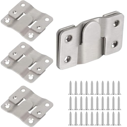 Image of Stainless Steel Picture Hangers,Photo Frame Hanging Hook Z Shaped Clip Bracket Furniture,4 Sets Flush Mount Bracket Wall Mount Hardware,French Cleat for Mirror, Photo Shelf and Cabinet (Silver)