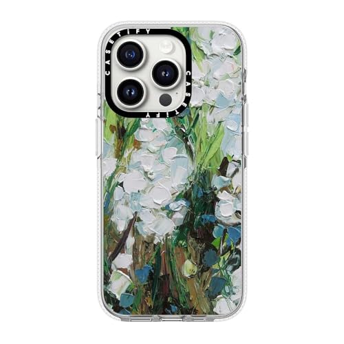 Coque antichoc iPhone 15 Pro transparente fleurs de squill avec MagSafe