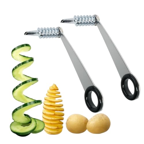 2pcs Coupe-Légumes en Spirale, Outil de Découpe en Inox Pratique pour Concombres, Carottes et Pommes de Terre, Accessoire Optimisé pour Cuisine Moderne