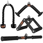 Fitarc Cable Machine Attachment Set for Gym & Home Workouts, LAT Pulldown Attachments with Non-Slip Grips, Black