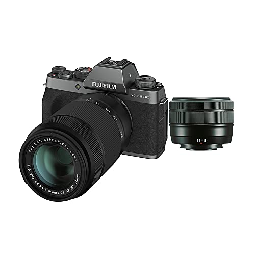 Image of Fujifilm X-T200 Mirrorless Camera Body with 15-45 mm + 50-230 mm Dual Lens Kit - Dark Silver