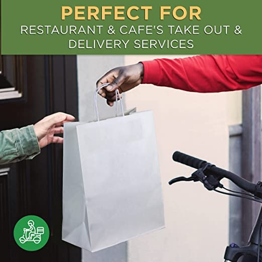 Image of Gift Bags- 10X14X5In 10Pcs Medium White Paper Bags For Shopping Retail- Medium Paper Carry Bags,Gifting Covers,Disposable,Recyclable Eco Friendly (10X14X5 In White,10 Pack)