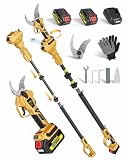 2-in-1 Electric Pruning Shears Cordless with Extension Pole:Electric Tree Pruner with 1.6 Inch Cutting Diameter,12.8Ft Reach,Dual 4.0Ah Battery powered pruner for High Branch Cutter&Tree Trimming