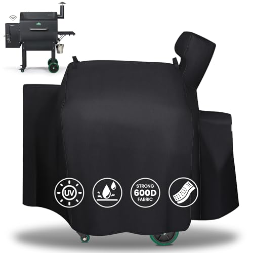 QuliMetal Grill Cover for Green Mountain Daniel Boone Prime WiFi Grills and Green Mountain Grill Ledge Model, Full Length GMG Daniel Boone Smoker Cover, 600D Fabric, Black